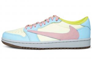 Баскетбольные кроссовки Travis Scott x Air 1 Slip Low Top Vintage Unisex Sky Blue Jordan, Sky Blue