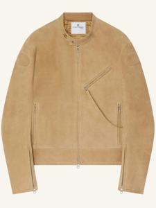 Courrèges кожаная куртка на молнии, коричневый