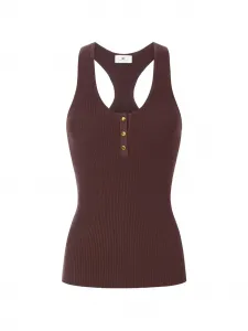 Вязаный топ на пуговицах Elisabetta Franchi, коричневый