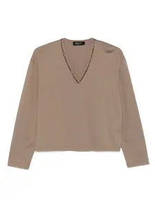 Декорированный топ из джерси с V-образным вырезом Fabiana Filippi, нейтральный