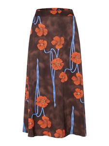 Струящаяся юбка макси без застежек, цветочный принт в виде маков More & More