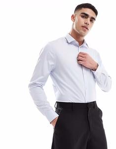 ASOS DESIGN формальная рубашка легкого глажения светло-голубого цвета