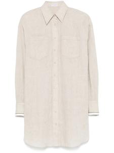 Льняная рубашка Brunello Cucinelli, нейтральный цвет