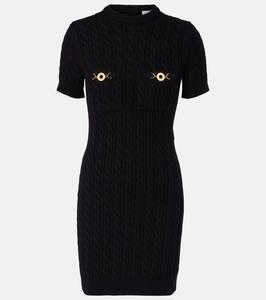 Мини-платье из шерсти и кашемира с косичной вязкой Patou, черный