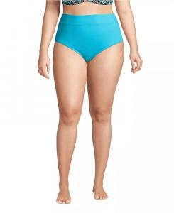 Плавки-бикини с высокой талией и утягивающим эффектом больших размеров Lands' End, синий