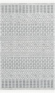 Ковер SAFAVIEH, 61 x 92 см, Natura Collection, Ivory & Black, ручной работы марокканский бохо с бахромой из шерсти, идеально для помещений с высокой проходимостью: прихожая, гостиная, спальня (NAT852Z)