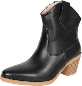 Generic Женские ботильоны с широким голенищем для женщин-ковбоев, ретро-модного стиля, повседневные ботинки с вышивкой и принтом леопарда, ботильоны средней длины