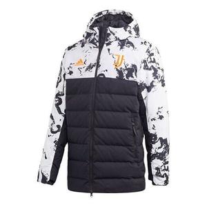 Пуховик adidas Juventus Soccer/Football Sports Colorblock hooded down Jacket Black White Colorblock, белый