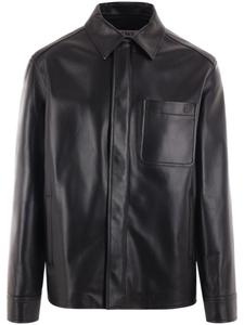 LOEWE кожаная рубашка с длинными рукавами, черный