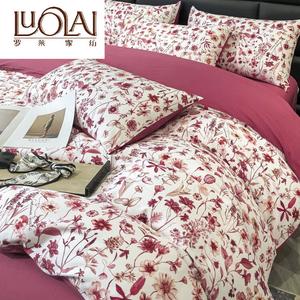 LUOLAI HOME Комплект постельного белья 4 предмета, 200 см, пододеяльник 220x240 см, Sijia, красный