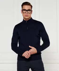 Водолазка из шерсти эбенджи Regular fit Boss, синий