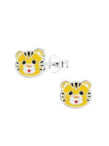 Alexander York Серьги-гвоздики в виде головы тигра из серебра 925 пробы, комплект из 2 штук