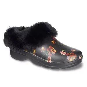 Женские плюшевые тапочки-сабо Bailey со съемным вкладышем Totes, цвет black floral