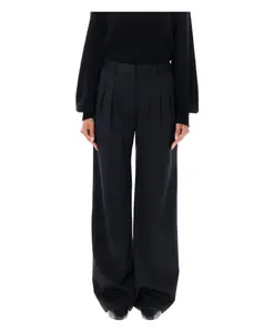 Черные широкие брюки со складками Loulou Studio, черный
