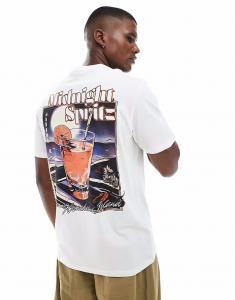 Футболка ONLY & SONS свободного кроя с принтом «спритц» на спине белого цвета