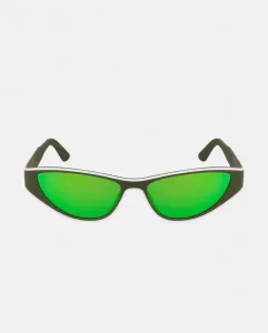 Женские геометрические солнцезащитные очки в инжекционных линзах с зеркальными линзами Longchamp, зеленый