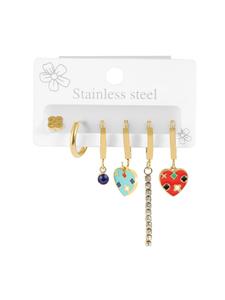 Adeliás Женский кулон - кулон в форме сердца из нержавеющей стали с золотыми стразами