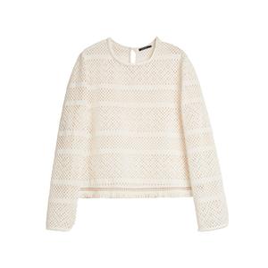 ELLE Трикотажный свитер женский Ecru с круглым вырезом Moderate