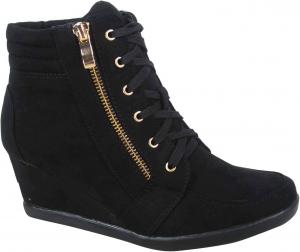 Женские высокие кроссовки TZ 56 с классическим шнуровкой, модные и удобные на танкетке для ходьбы Forever Link, Black