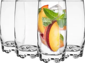 Набор из 4 стаканов GLASMARK объемом 350 мл, состоящий из 4 предметов, для лонг-дринков, прозрачная стеклянная посуда для сока и коктейлей, стаканы для сока, стаканы для воды - высокое качество Glasmark KROSNO 1992