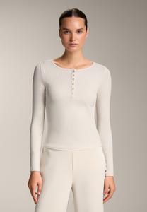 Топ OYSHO SOFT-TOUCH LONG-SLEEVED BUTTONED RIB, Stone