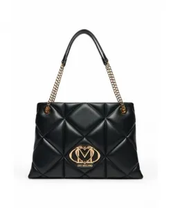 Стеганая сумка-шоппер с тиснением Love Moschino, черный