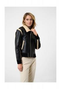 Кожаная женская куртка Кармен - с меховым воротником RICANO, черный