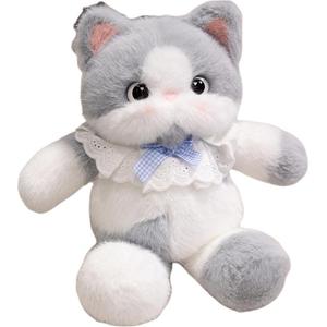 Теплая плюшевая кукла Cat Dolls высотой 46 см MERCONSER, серо-белый