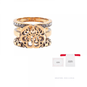 Украшенное многополосное кольцо Alexander Mcqueen, золото