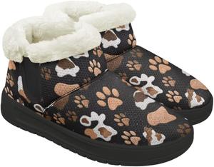 Женские зимние ботинки с меховой подкладкой, короткие зимние ботинки для женщин для холодной погоды Fuojuvelie, Dog Paw