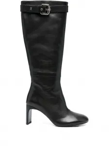 80-миллиметровые кожаные ботинки с пряжками и ремешком Patrizia Pepe, черный