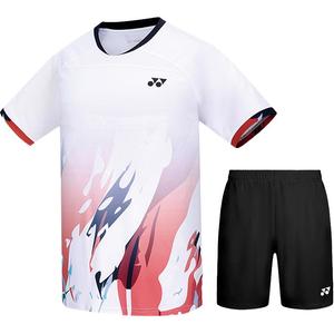 Мужская повседневная спортивная одежда средней ценовой категории Yonex, clothing sets[белый top+черный shorts]