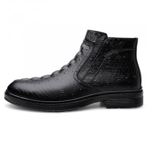 LAORENTOU Мужские черные зимние ботинки на шнуровке с меховой подкладкой, цвет Black Fleece-Lined