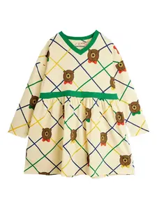 Платье с оборками и принтом медведя Mini Rodini, белый