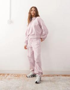 Джоггеры Monki co-ord с завышенной талией и бежевой окантовкой светло-розового цвета