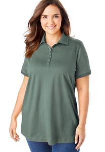 Женская поло-рубашка больших размеров с коротким рукавом Woman Within, Pine