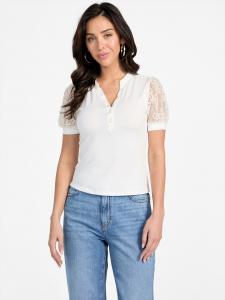 Топ с кружевными рукавами Stacy Guess Factory, цвет milky