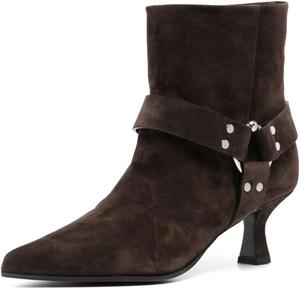 Женские ботильоны Maiyang с закрытым заостренным носком, люверсами и на щиколотке, маленький каблук, короткие ботинки, без застежки, повседневные, для выхода и прогулок, размеры US 4-16, Dark Brown