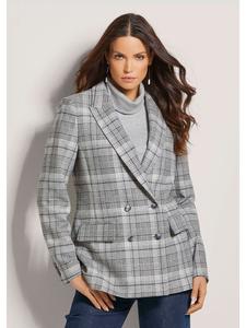 MADELEINE Длинный клетчатый блейзер свинцово-серого / каменного серого / клетчатого цвета