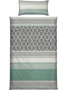 Двустороннее постельное белье из тонкого фланели цвета нефрита Erwin Müller, 135x200 см + 40x80 см
