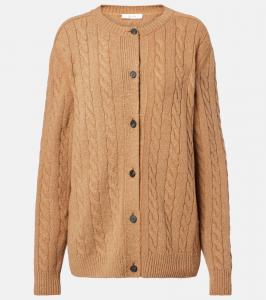 Лонеке кардиган из шерсти с косой вязкой The Row, Fawn