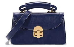 Кожаная плечевая сумка через плечо, женская голубая MARNI