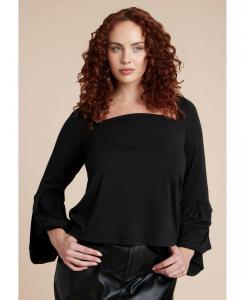 Женский топ больших размеров с драпированными манжетами ELOQUII, Black onyx