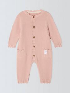 Детский вязаный комбинезон с зубчатыми краями John Lewis, розовый