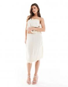 Юбка Pull&Bear с кружевной отделкой, цвет ваниль