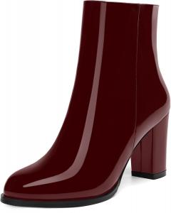 Женские модные повседневные осенне-зимние сапоги ROSERWISH с круглым носком, боковой молнией, на массивном каблуке, высотой до щиколотки, каблук 3,5 дюйма