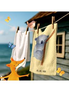 Mr. & Mrs. Panda Полотенце с изображением коалы без надписи, пастельно-желтого цвета