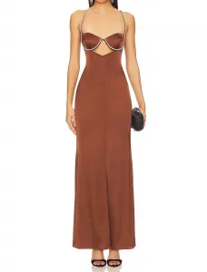 Платье-макси Kalena, шоколадного цвета Nbd