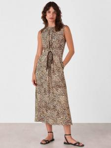 Леопардовое платье миди без рукавов с поясом на талии Whistles, Brown/Multi