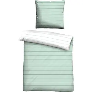 Двустороннее постельное белье Biberna» Сочетайте по размерам. 135x200, 155x220 или 200x200 см", хлопковое постельное белье, неподвластное времени постельное белье с двусторонним внешним видом, цвет mint/Streifen